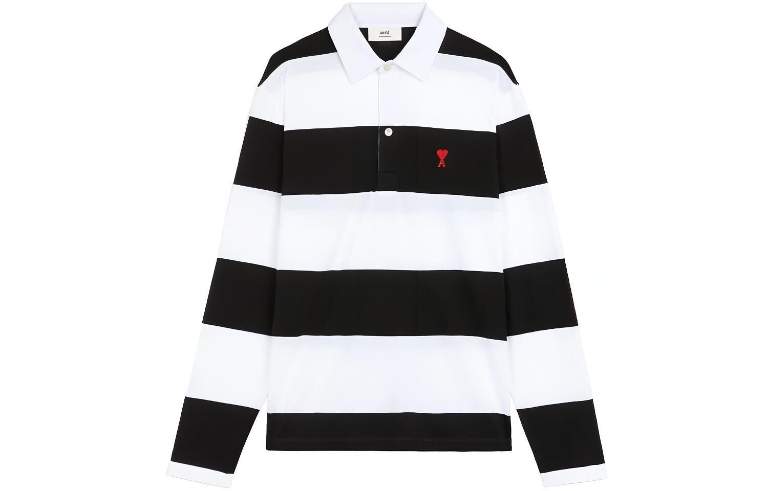 【代購】AMIPARIS Polo Shirts Men's Black/White Polo Collar Moderate Straight Fit A21HJ21175-004