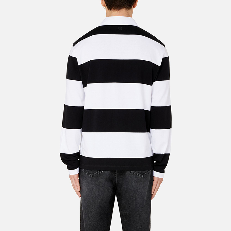 【代購】AMIPARIS Polo Shirts Men's Black/White Polo Collar Moderate Straight Fit A21HJ21175-004