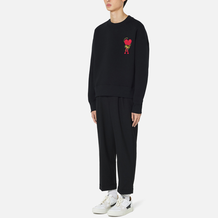 【代購】AMIPARIS X TIGER Sweatshirts Unisex Black Crew Neck Moderate Heavyweight USW009-001