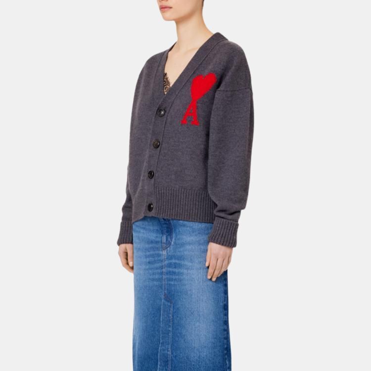 【代購】Ami Paris Ami De Coeur Intarsia Knitted Cardigan UKC002018-067
