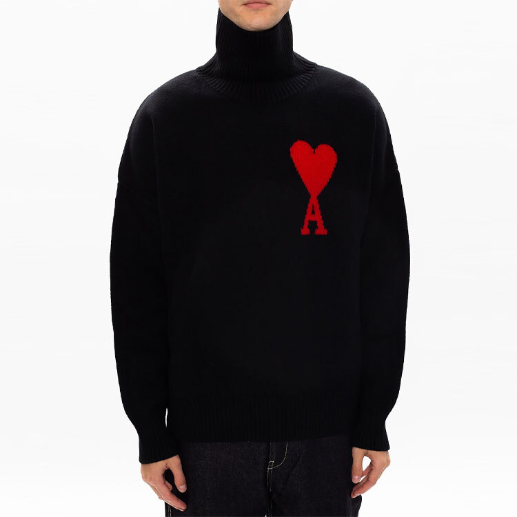 【代購】AMIPARIS Sweaters Unisex Black Turtleneck Moderate Other H20HK203-018-001