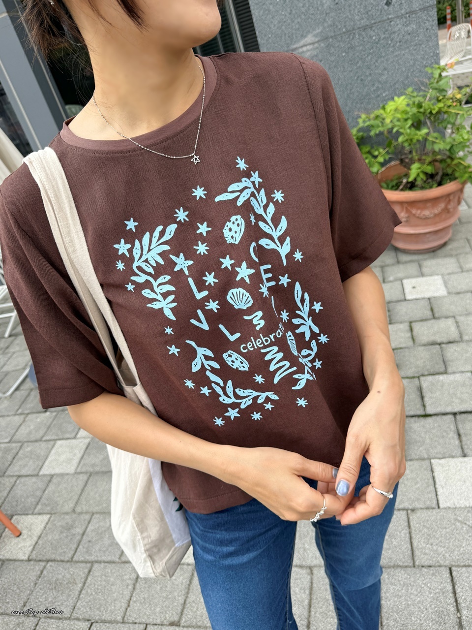 正韓水藍貝殼lovely字母T