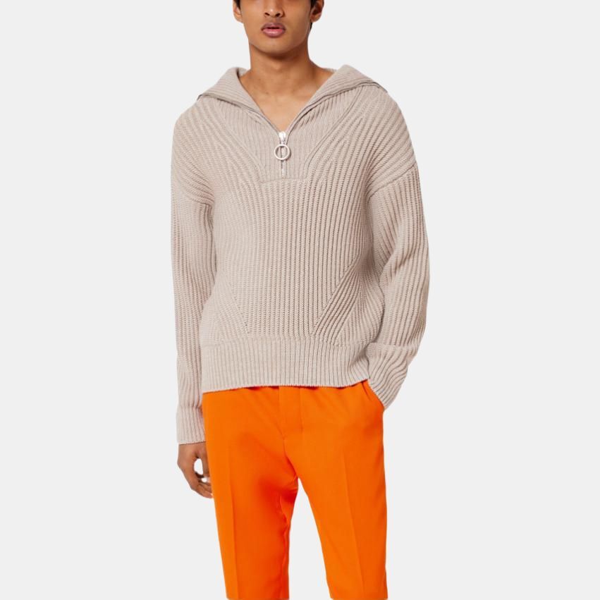 【代購】Ami Paris Half zip Ribbed knit Sweatshirt HKS600027-250