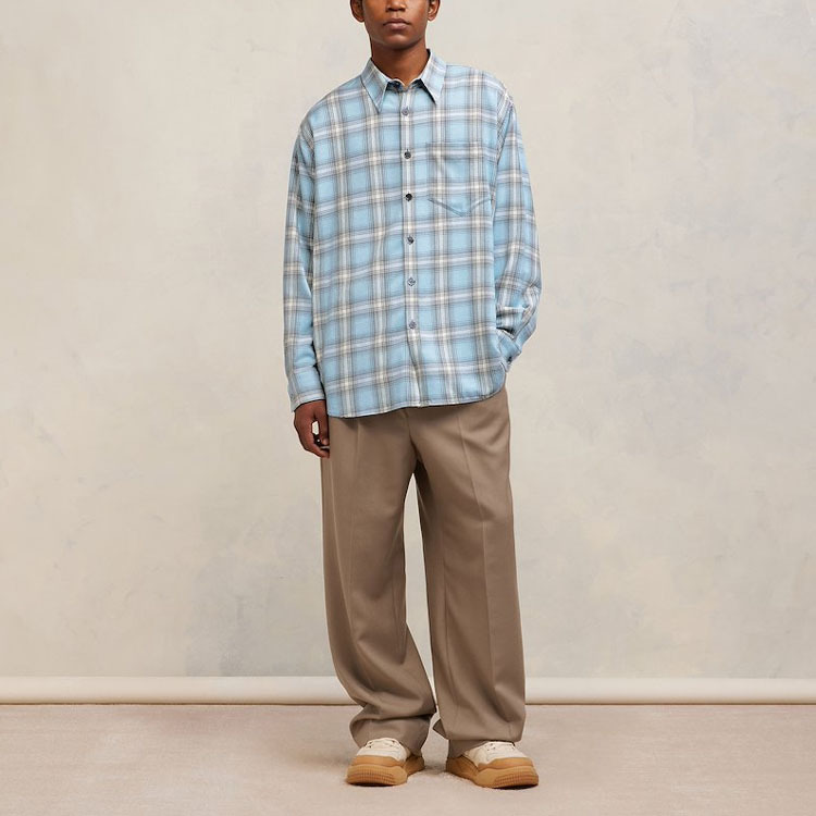 【代購】Amiparis long-sleeved checkered knitted shirt HJK228VI0010-445
