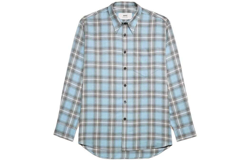 【代購】Amiparis long-sleeved checkered knitted shirt HJK228VI0010-445