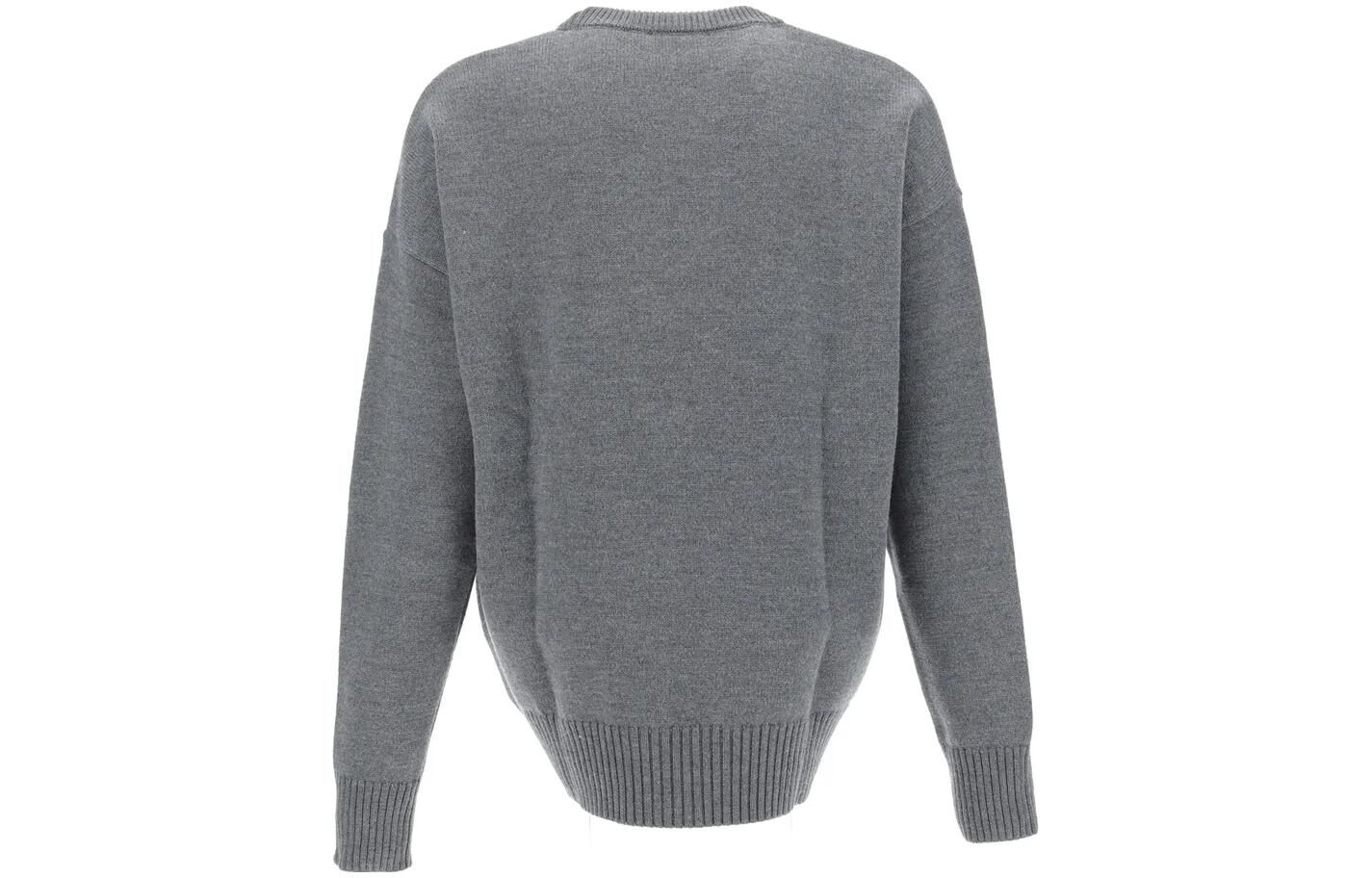 【代購】Ami Paris Ami De Coeur Merino Wool Oversized Crewneck Sweater UKS002018GREYRED