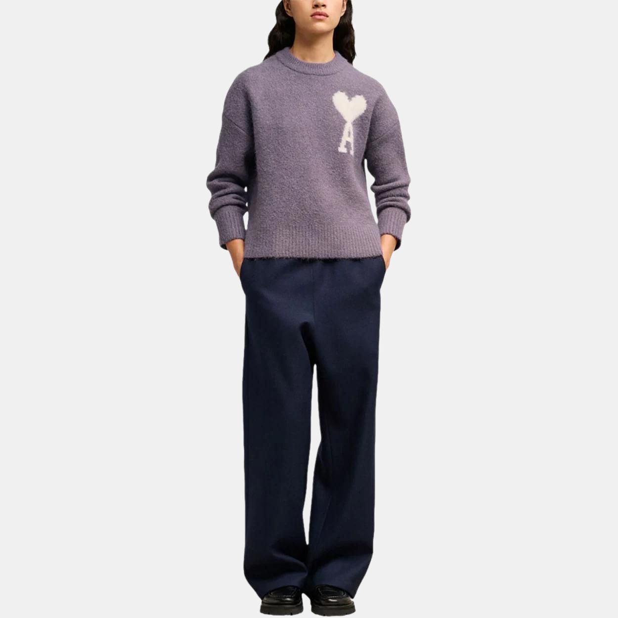 【代購】Ami Paris Ami De Coeur Wool Blend Sweater UKS025KN0032-PURPLE