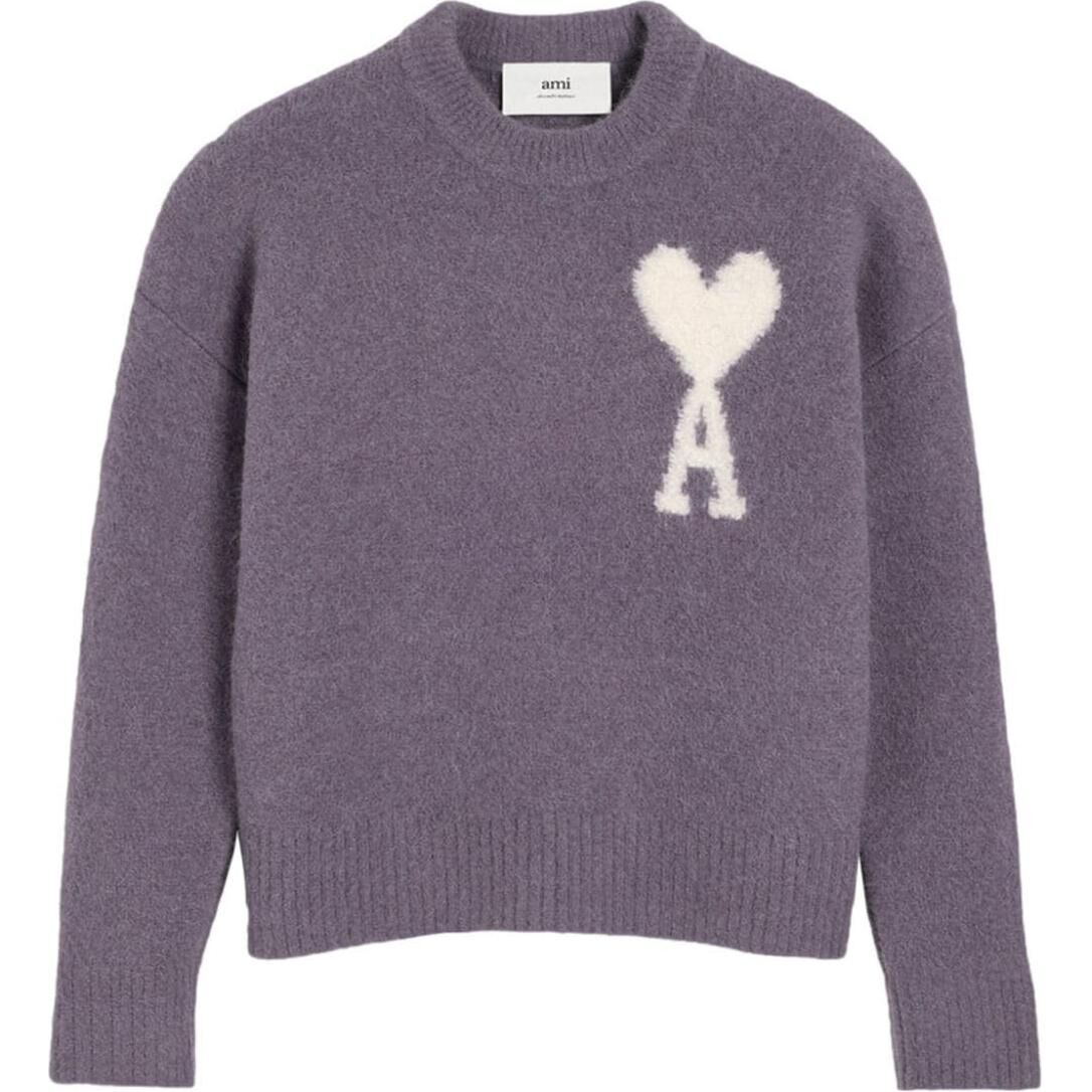 【代購】Ami Paris Ami De Coeur Wool Blend Sweater UKS025KN0032-PURPLE