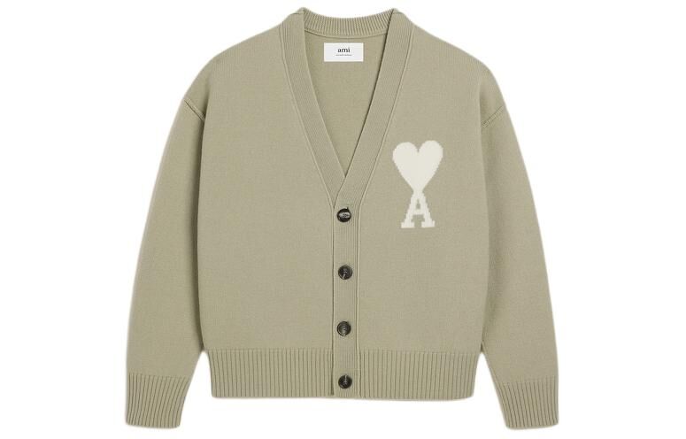 【代購】AMIPARIS Paris Ami De Coeur Logo Intarsia Knitted Cardigan UKC006018-319