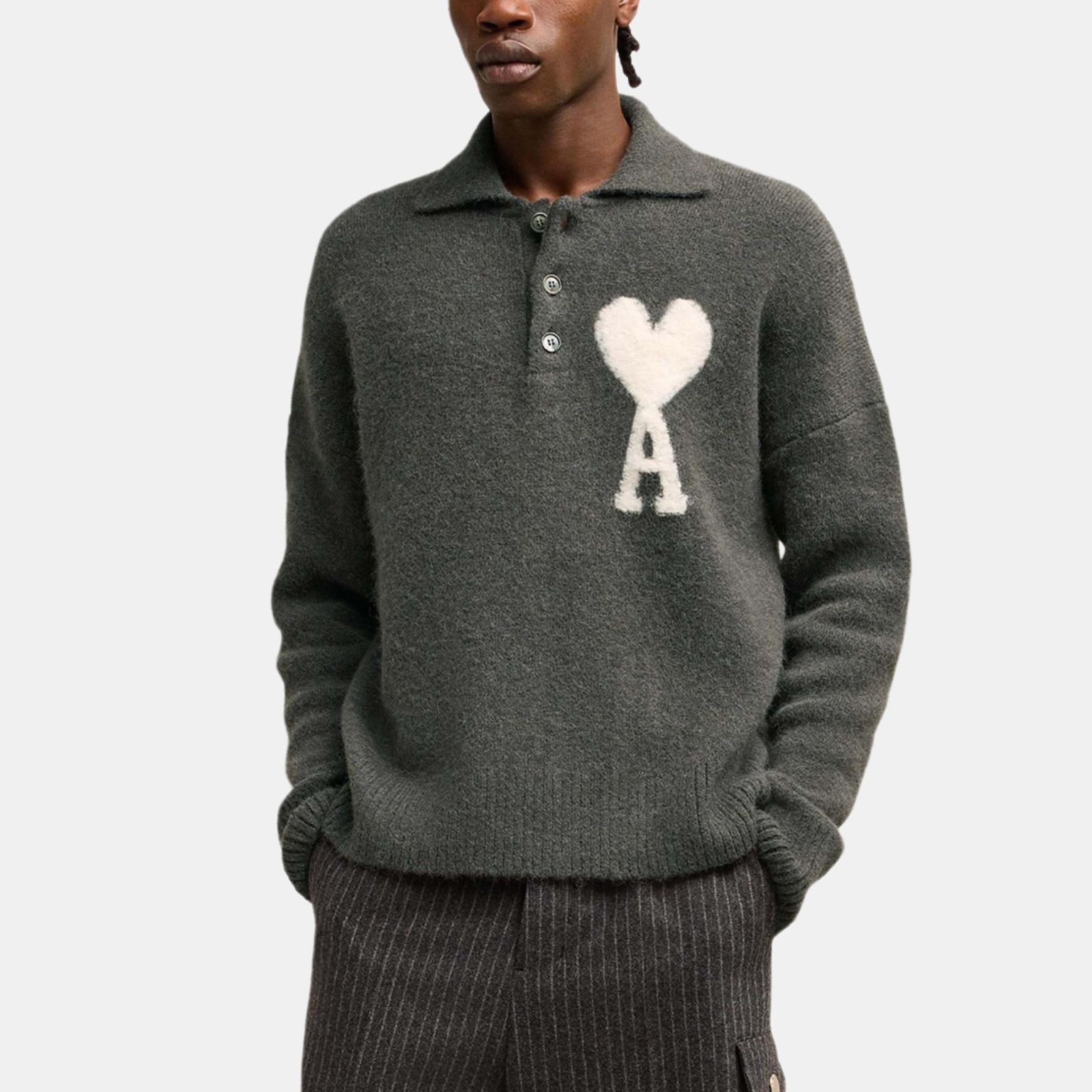 【代購】AMIPARIS Paris Ami De Coeur Knit Polo Sweater UPL325KN0032-061