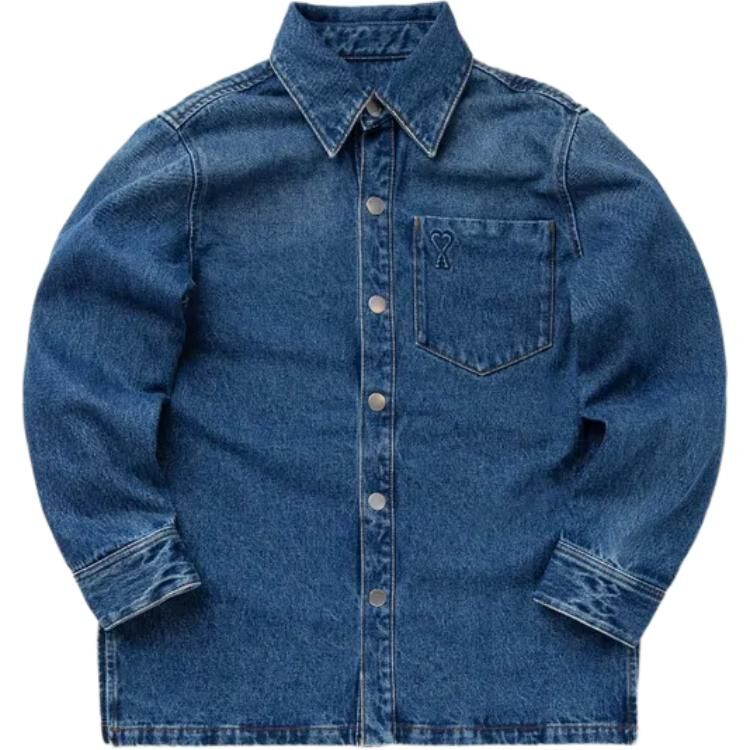 【代購】AMIPARIS Paris Ami De Coeur Logo Embossed Denim Jacket UJK261-DE0031-480