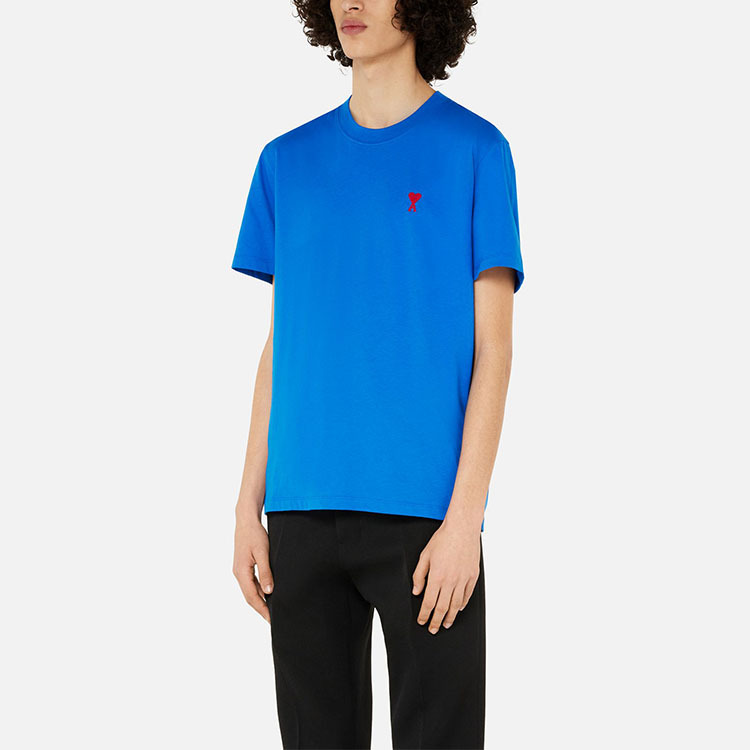 【代購】AMIPARIS T Shirts Men's Lake Blue Crew Neck Moderate Straight Fit A21HJ108723-490