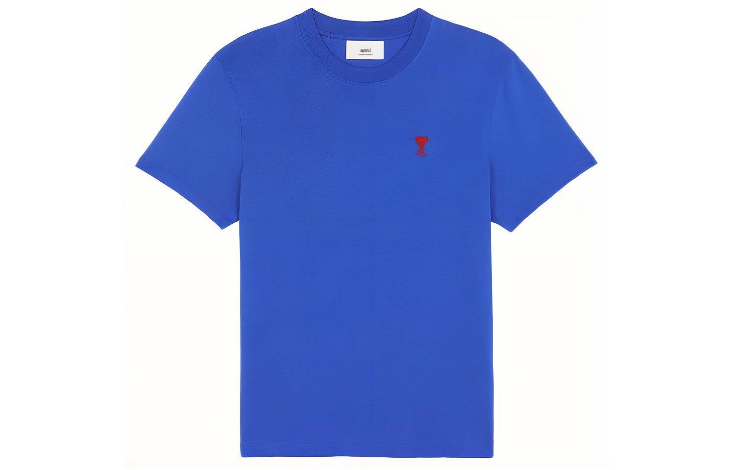 【代購】AMIPARIS T Shirts Men's Lake Blue Crew Neck Moderate Straight Fit A21HJ108723-490