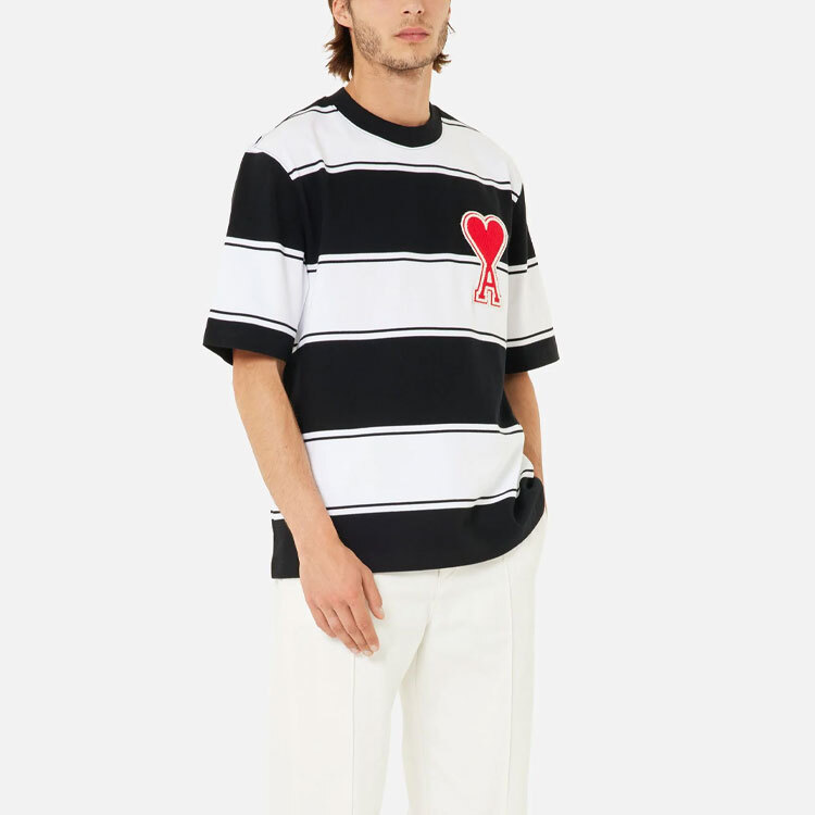 【代購】AMIPARIS T Shirts Men's Black Crew Neck Moderate Straight Fit SPEA21HJ157-76004