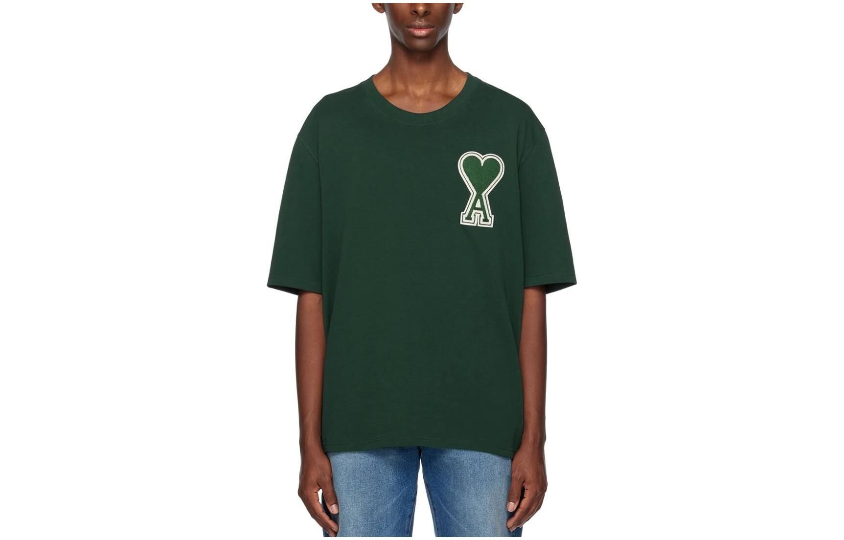 【代購】AMIPARIS T Shirts Men's Green Crew Neck Moderate Straight Fit UTS002726-306