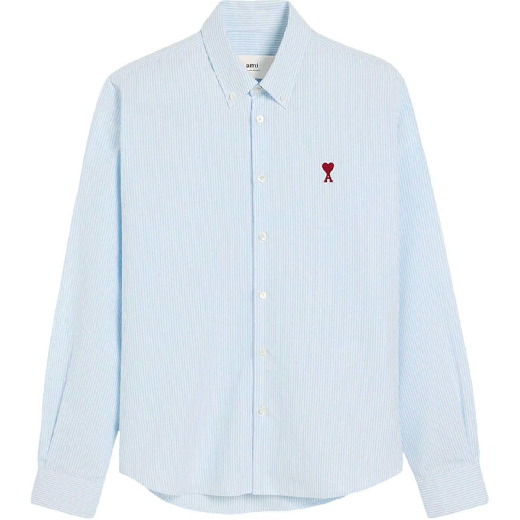 【代購】Ami Paris Button Down Ami De Coeur Collar Shirt BFUSH063CO0087-BLUE