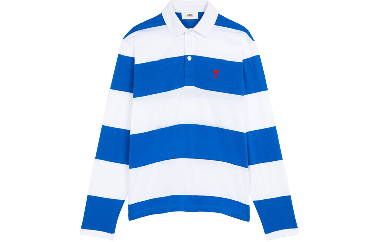 【代購】AMIPARIS Polo Shirts Men's Blue White Multicolor Polo Collar Moderate Straight Fit A21HJ21175-406
