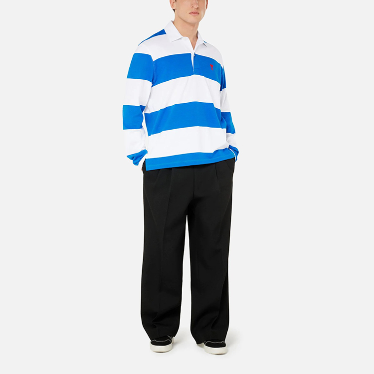 【代購】AMIPARIS Polo Shirts Men's Blue White Multicolor Polo Collar Moderate Straight Fit A21HJ21175-406