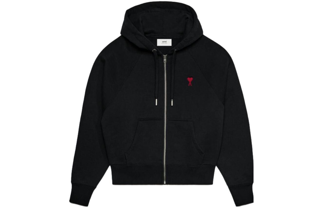 【代購】Ami Paris Ami De Coeur Logo Embroidered Zip Up Hoodie USW415747-001
