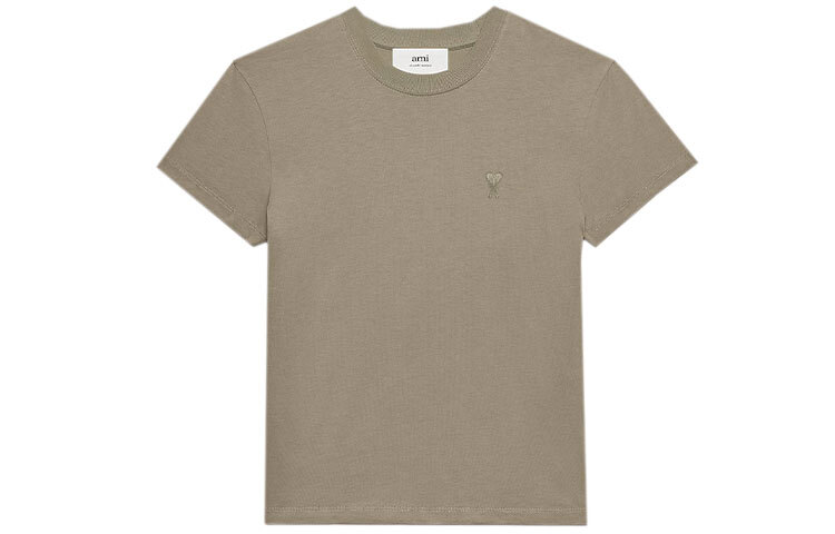 【代購】AMIPARIS T Shirts Unisex Khaki Green Crew Neck Moderate Straight Fit UTS003724281
