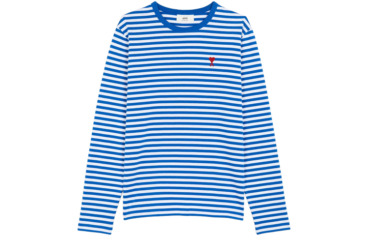 【代購】AMIPARIS T Shirts Men's Blue White Multicolor Crew Neck Moderate Straight Fit A21HJ10672-406