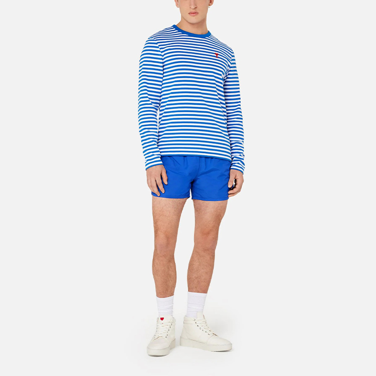 【代購】AMIPARIS T Shirts Men's Blue White Multicolor Crew Neck Moderate Straight Fit A21HJ10672-406