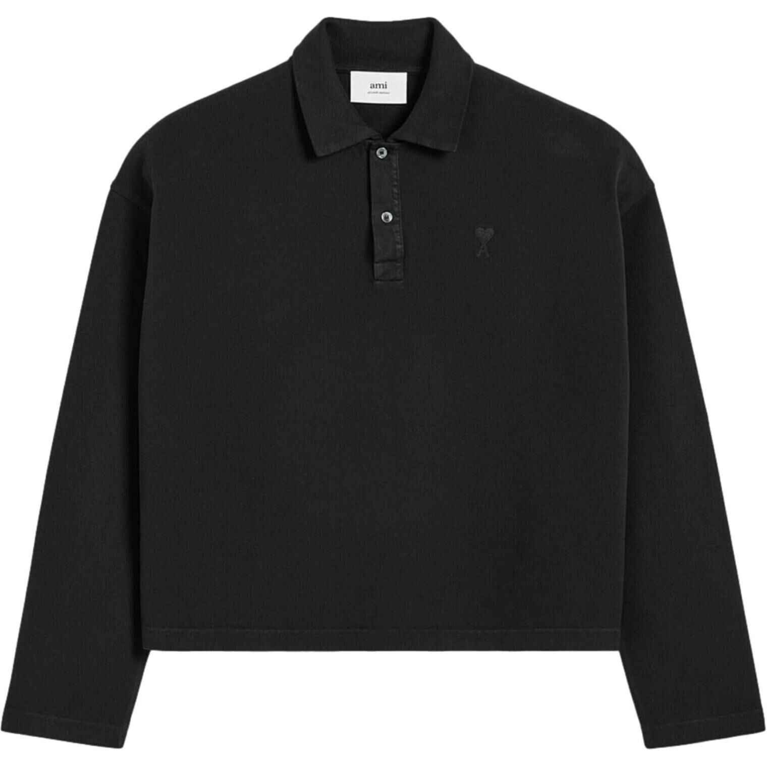 【代購】Ami Paris Ami De Coeur Long sleeved Polo Shirt UPL340JE0092-BLACK