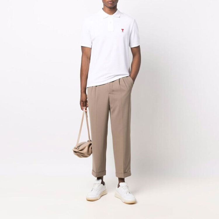 【代購】AMIPARIS Polo Shirts Unisex White Polo Collar Moderate Straight Fit BFHPL001760-100
