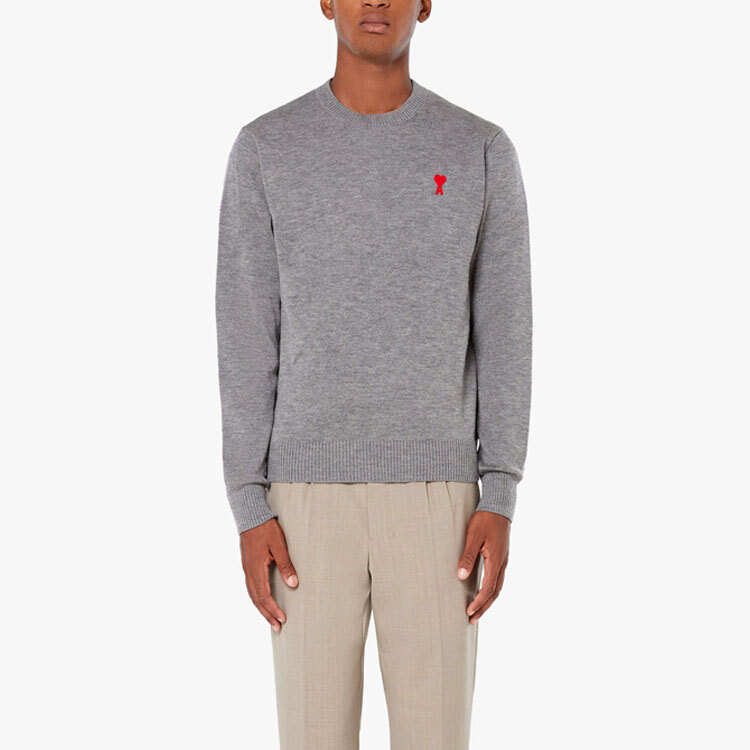 【代購】AMIPARIS Sweaters Men's Gray Crew Neck Moderate Other E21HK001001-055