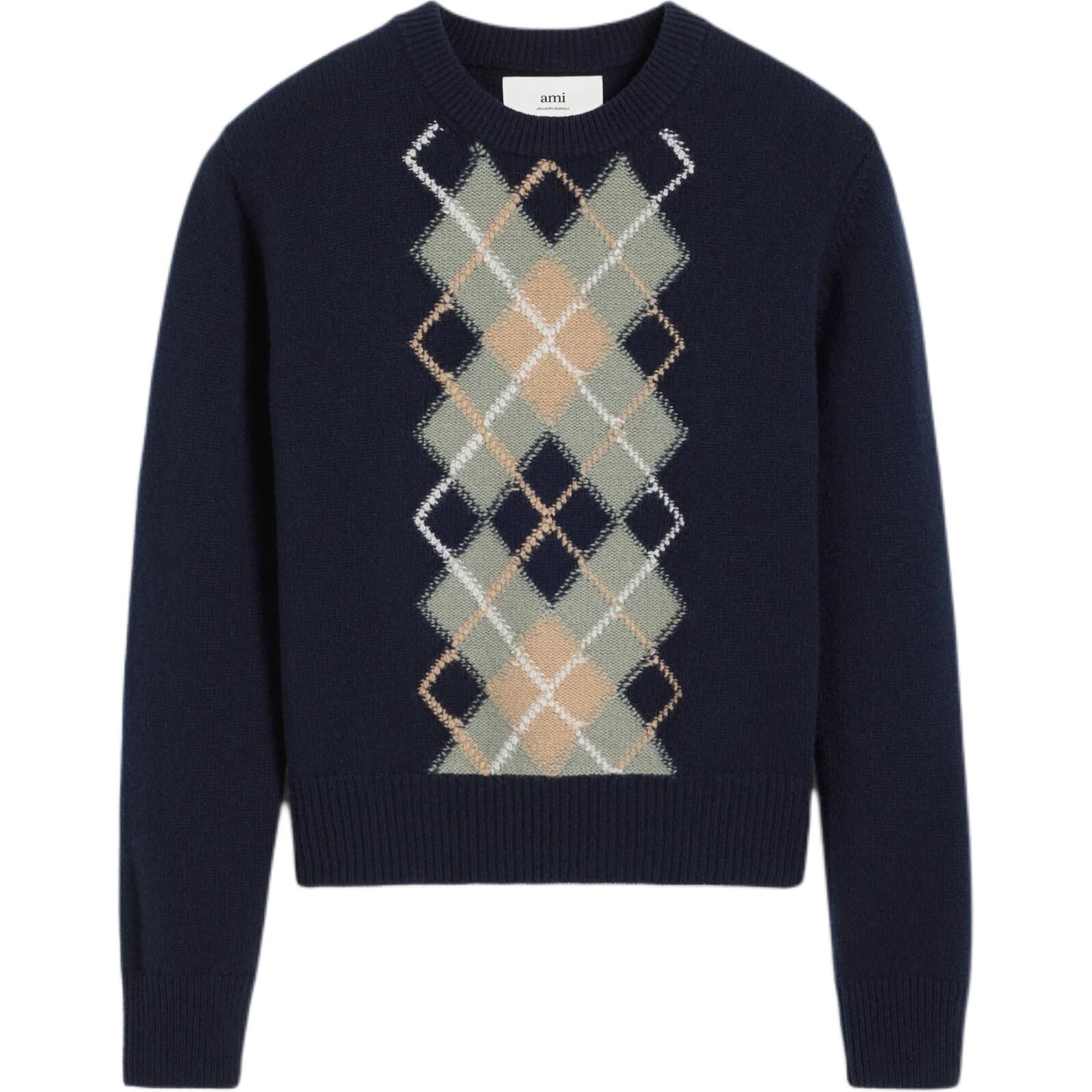 【代購】Ami Paris Argyle Knitted Jumper HKS044KN00574-025