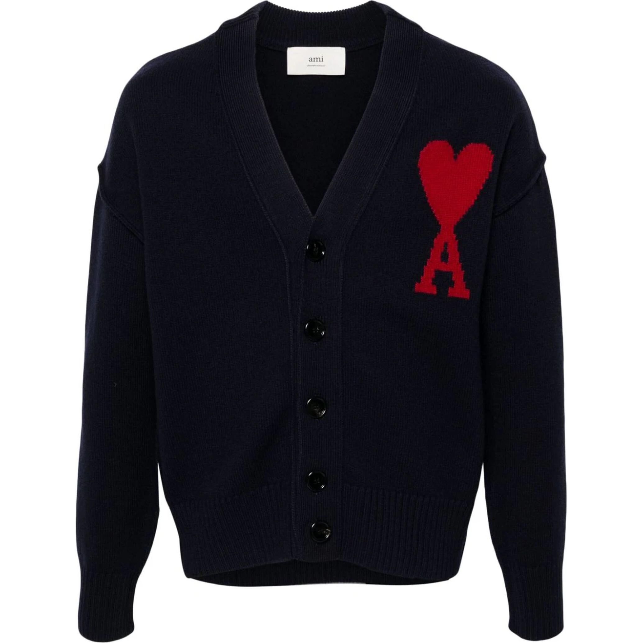 【代購】Ami Paris Ami De Coeur Logo Detailed V Neck Cardigan UKC006018-414