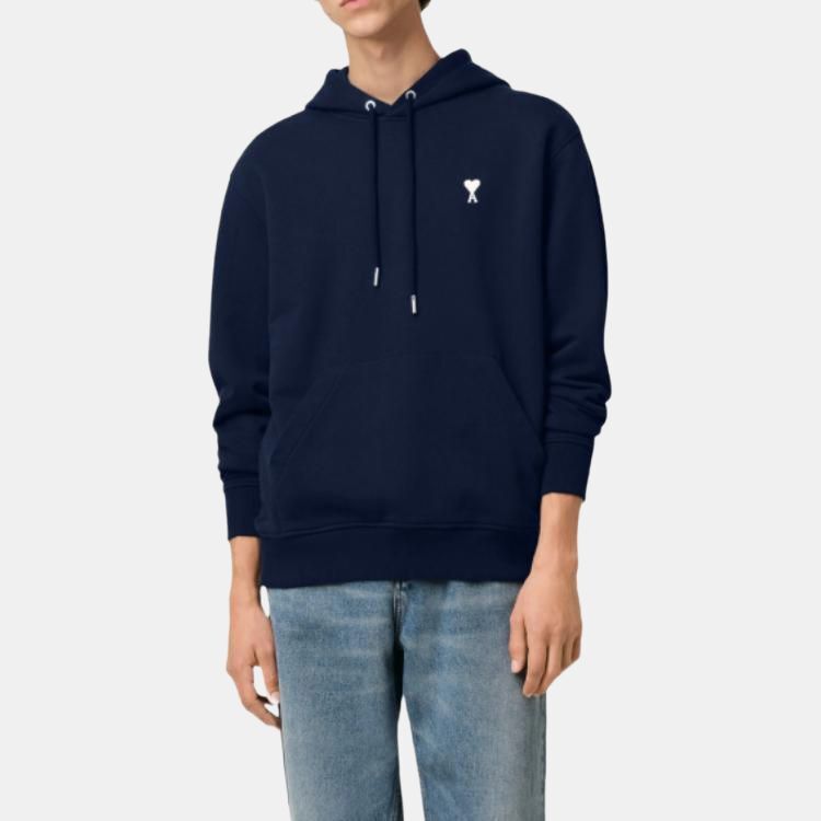【代購】Ami Paris Ami De Coeur Logo Embroidered Drawstring Hoodie HSW260730-430