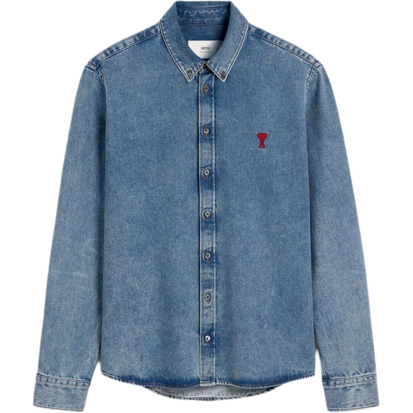 【代購】Ami Paris Ami De Coeur Curved Hem Shirt USH063DE0056-480