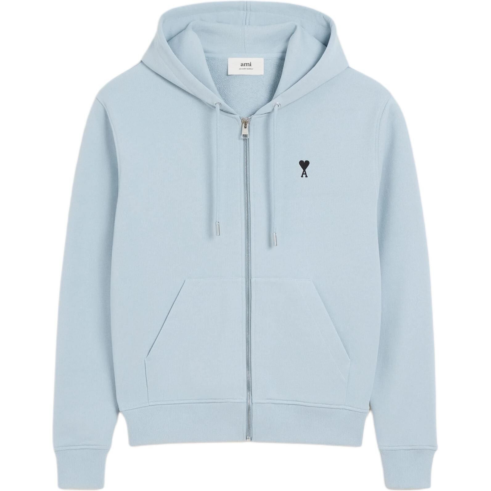 【代購】Ami Paris Logo Embroidered Zip Up Hoodie HSW7657304-506