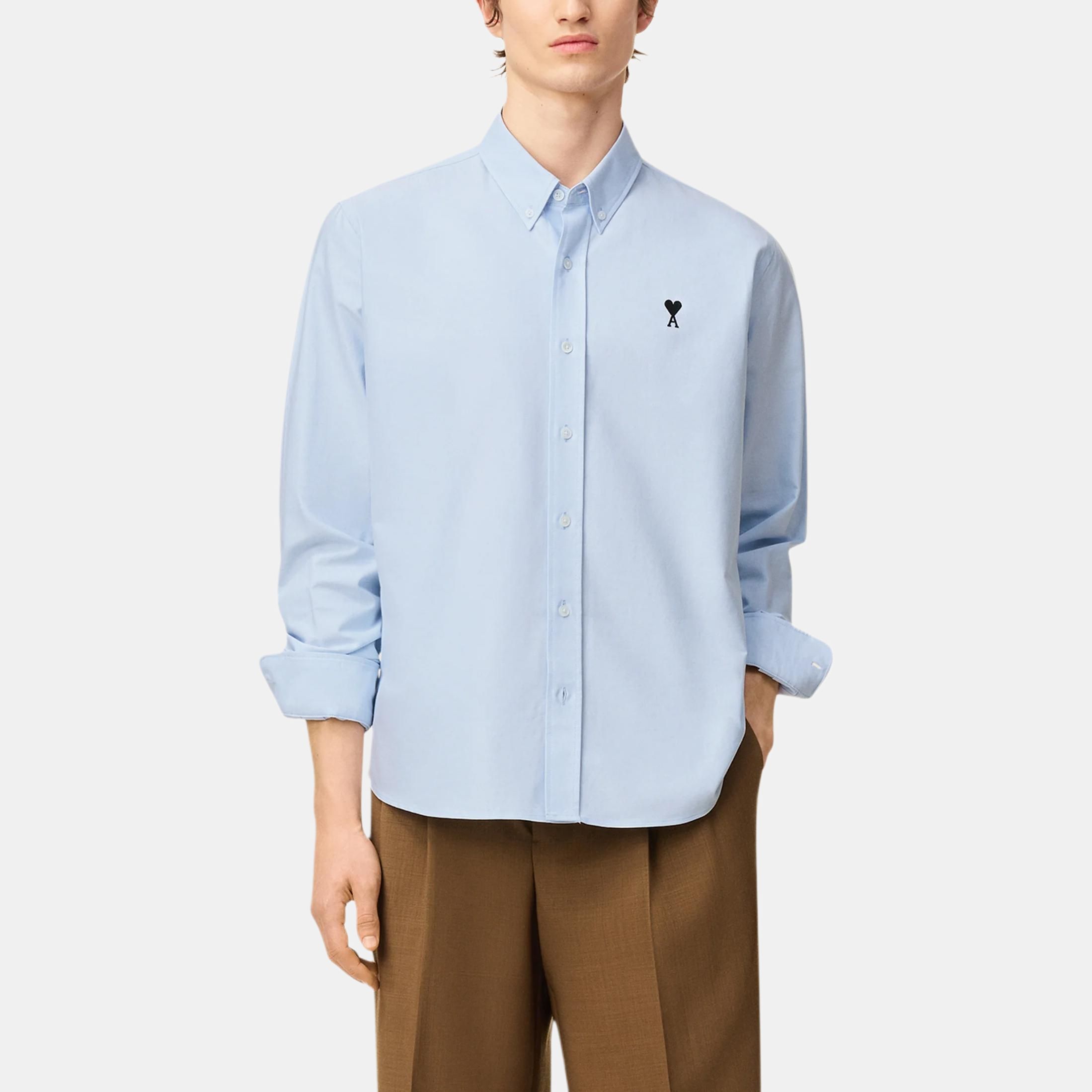 【代購】Ami Paris Ami De Coeur Logo Embroidered Buttoned Shirt HSH763CO0031450