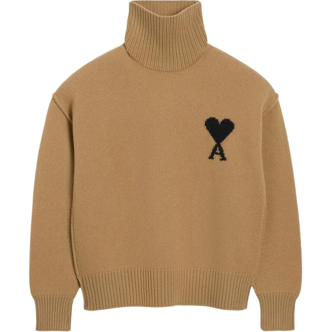 【代購】Ami Paris Ami De Coeur Turtleneck Logo Intarsia Knit Jumper UKS839018288