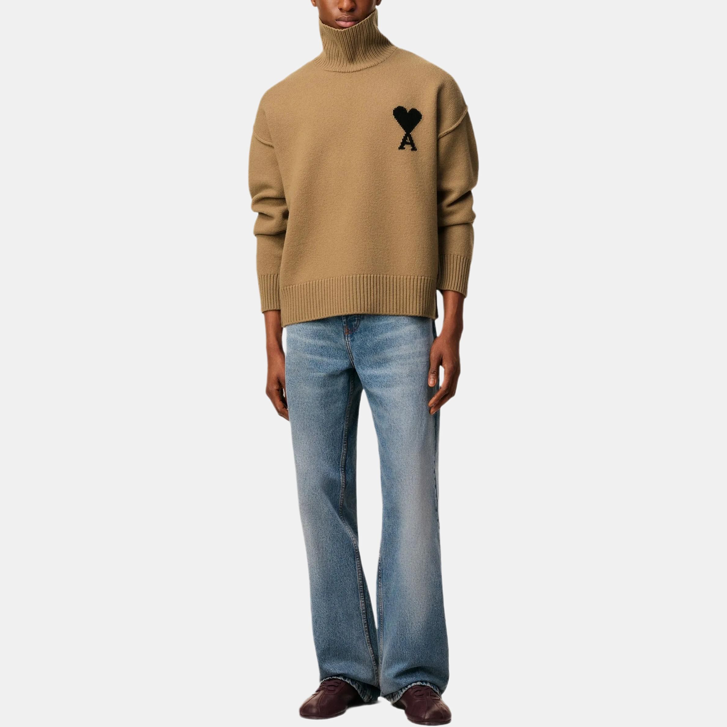 【代購】Ami Paris Ami De Coeur Turtleneck Logo Intarsia Knit Jumper UKS839018288