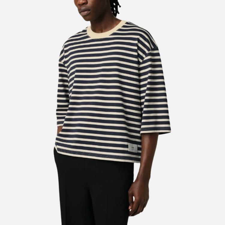 【代購】Ami Paris Logo Patch Striped T Shirt UTS056-JE0121-4330