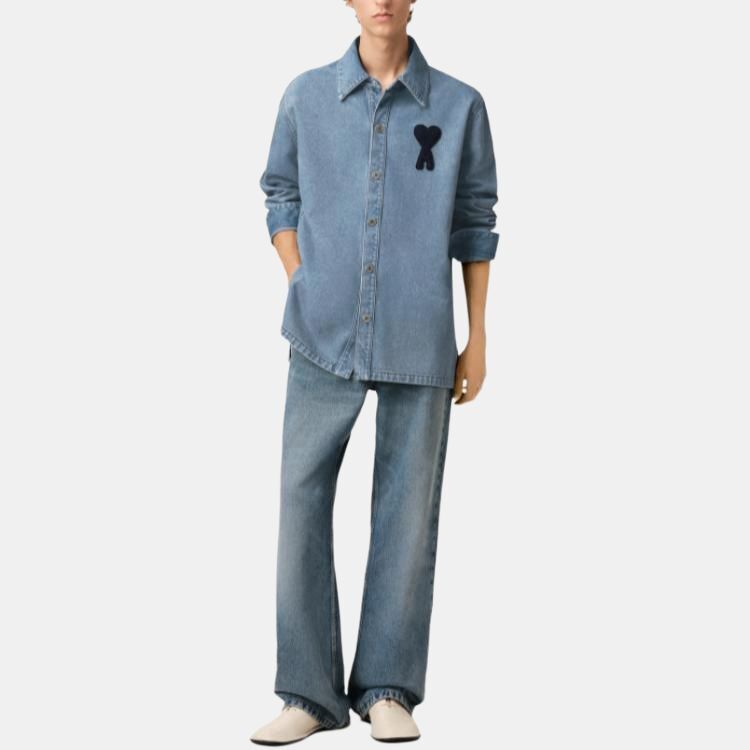 【代購】AMIPARIS Paris Ami De Coeur Denim Overshirt HJK275DE0046-480
