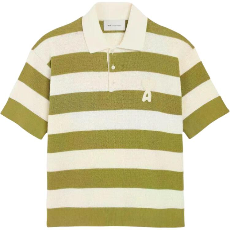 【代購】AMIPARIS Polo Shirts Men's Green Lapel Moderate Straight Fit HPL432KN0153A041