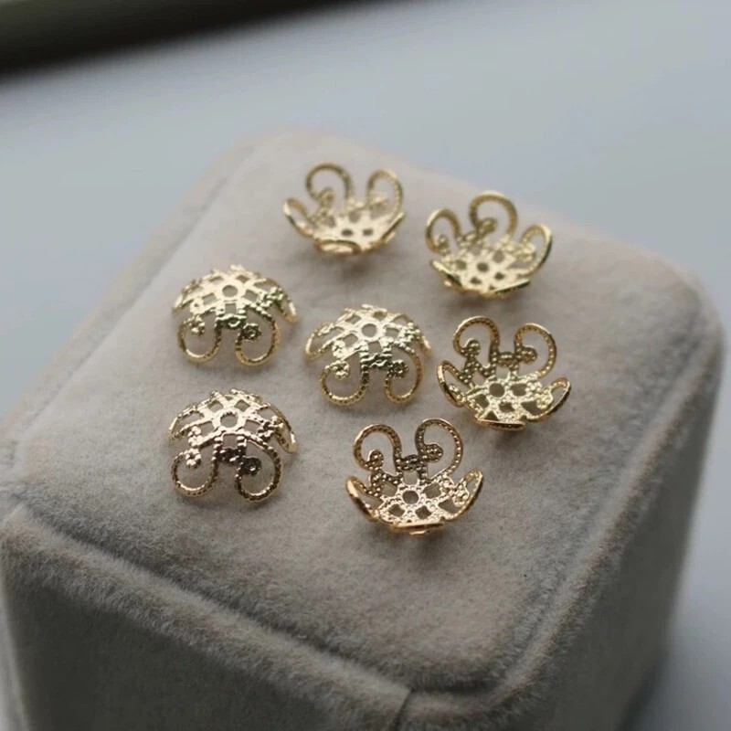 保色14K/24K古風花托 (5入)｜DIY保色材料