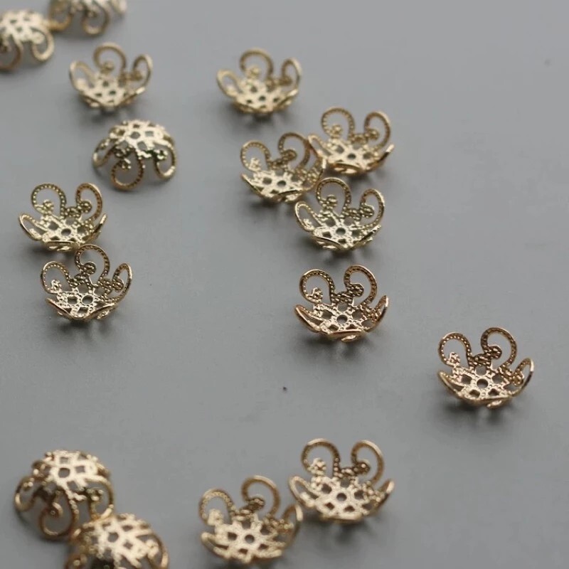 保色14K/24K古風花托 (5入)｜DIY保色材料