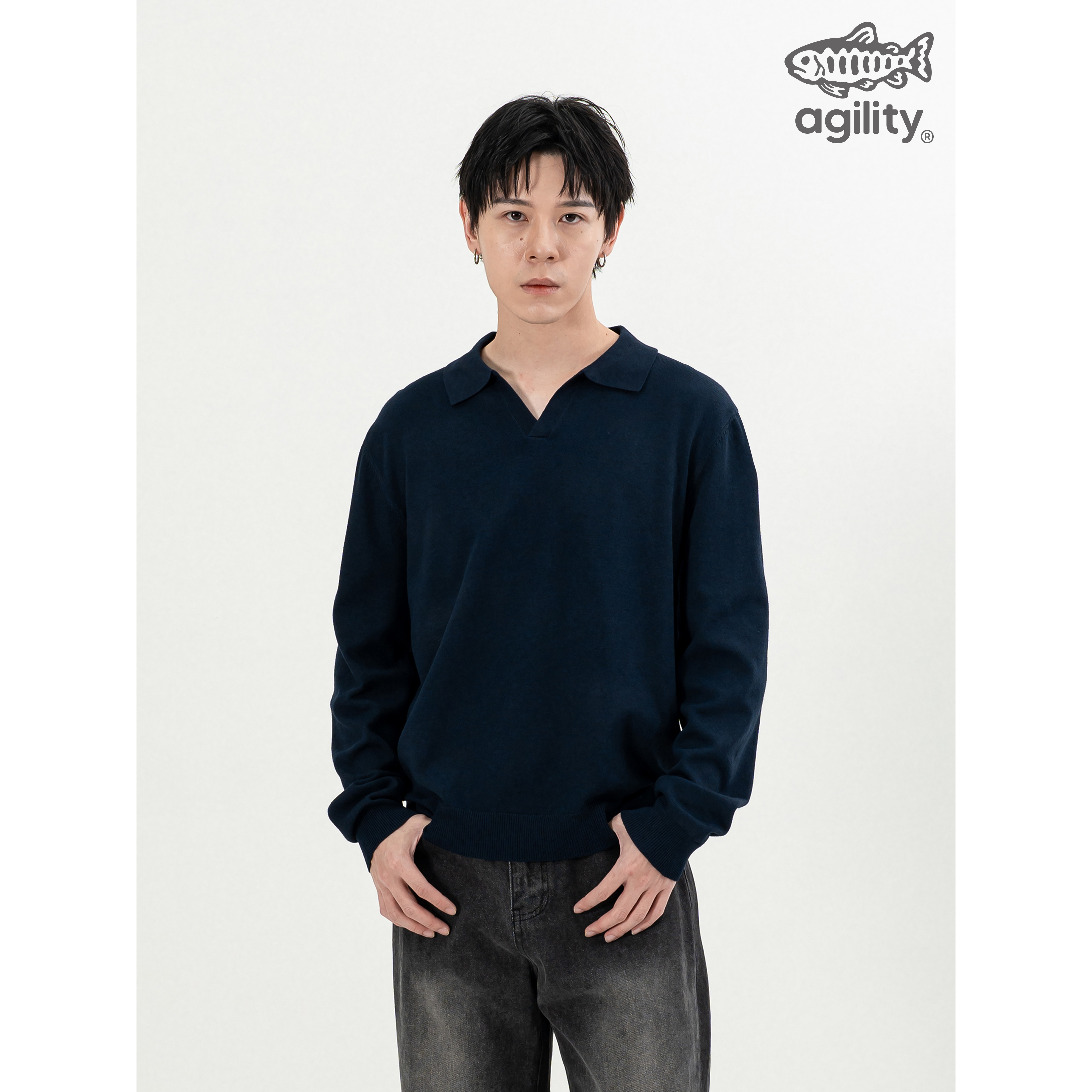AGILITY Seagull Collar Knit LS Shirts 海鷗領 針織長袖 [KW-V]