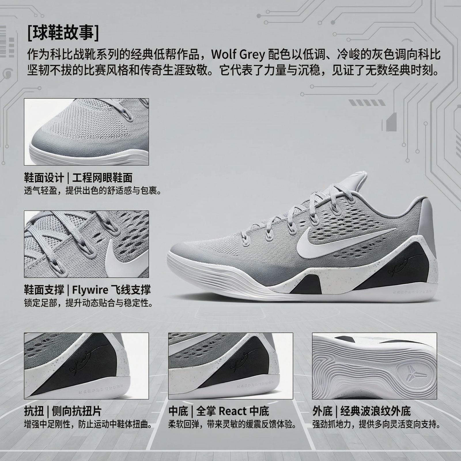 【代購】Nike Kobe 9 Em Low Protro Tb Wolf Grey IH1401-001