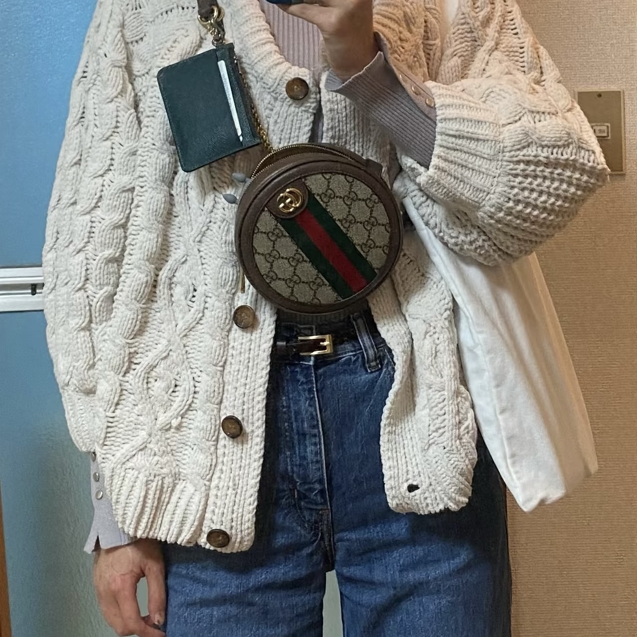 95%NEW USED GUCCI OPHIDIA BACKPACK 598661 小圓餅 經典雙G帆布 #古馳背包