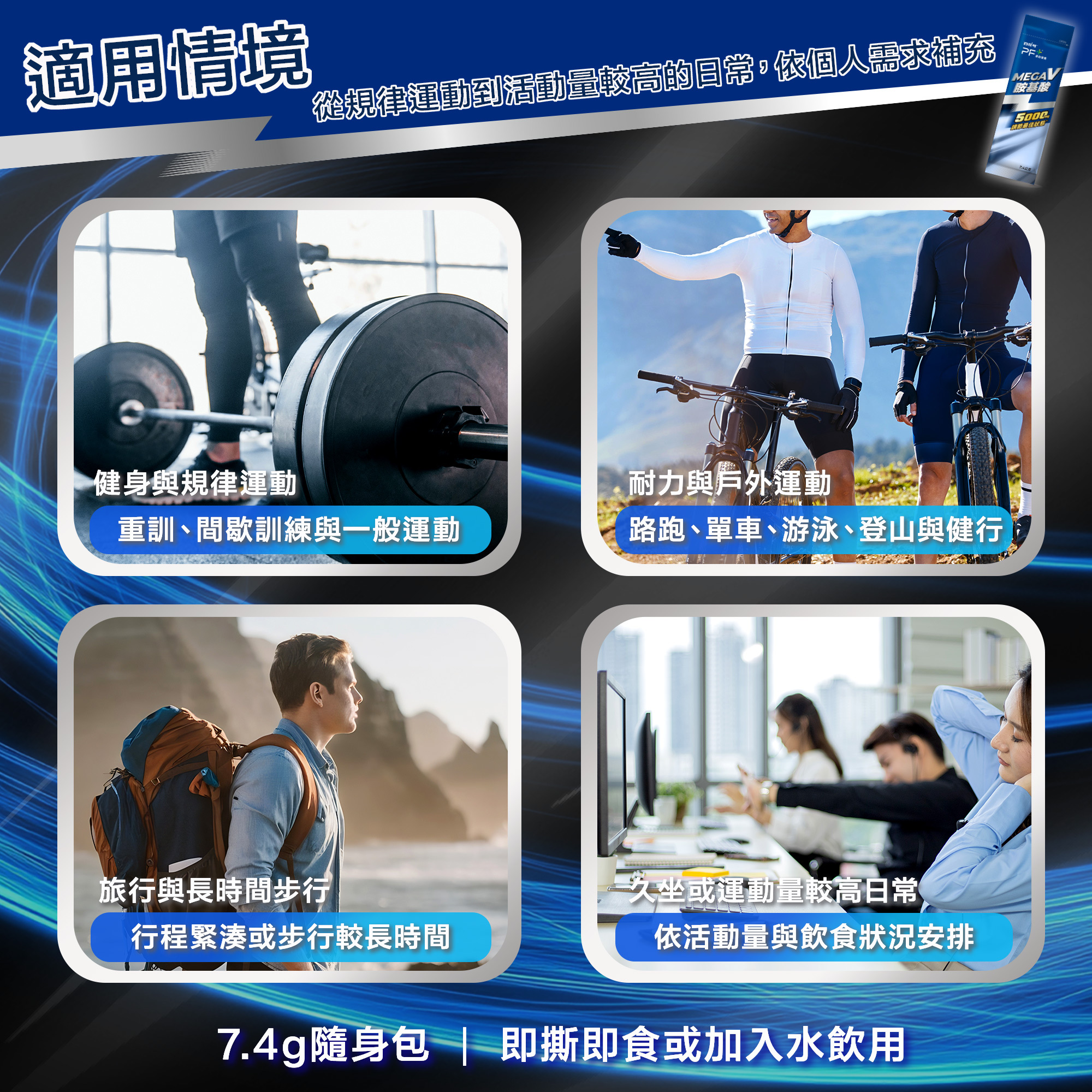 百仕可PF+運動營養 megaV胺基酸 適用情境