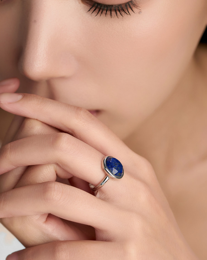 DT069 [26'FW] LLOYD Silver 925 Lapis Lazuli 合成青金石蛋面戒指 13x15mm