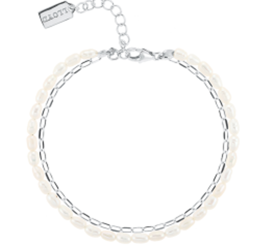 DT066 LLOYD 925純銀 疊層珍珠手鍊 (16+3CM)