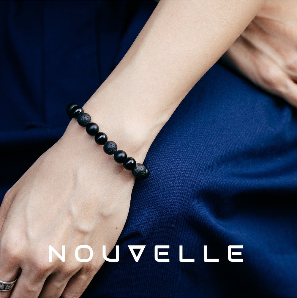 MAGAROMA Black Agate & Volcano Stone Fragrance Bracelet
