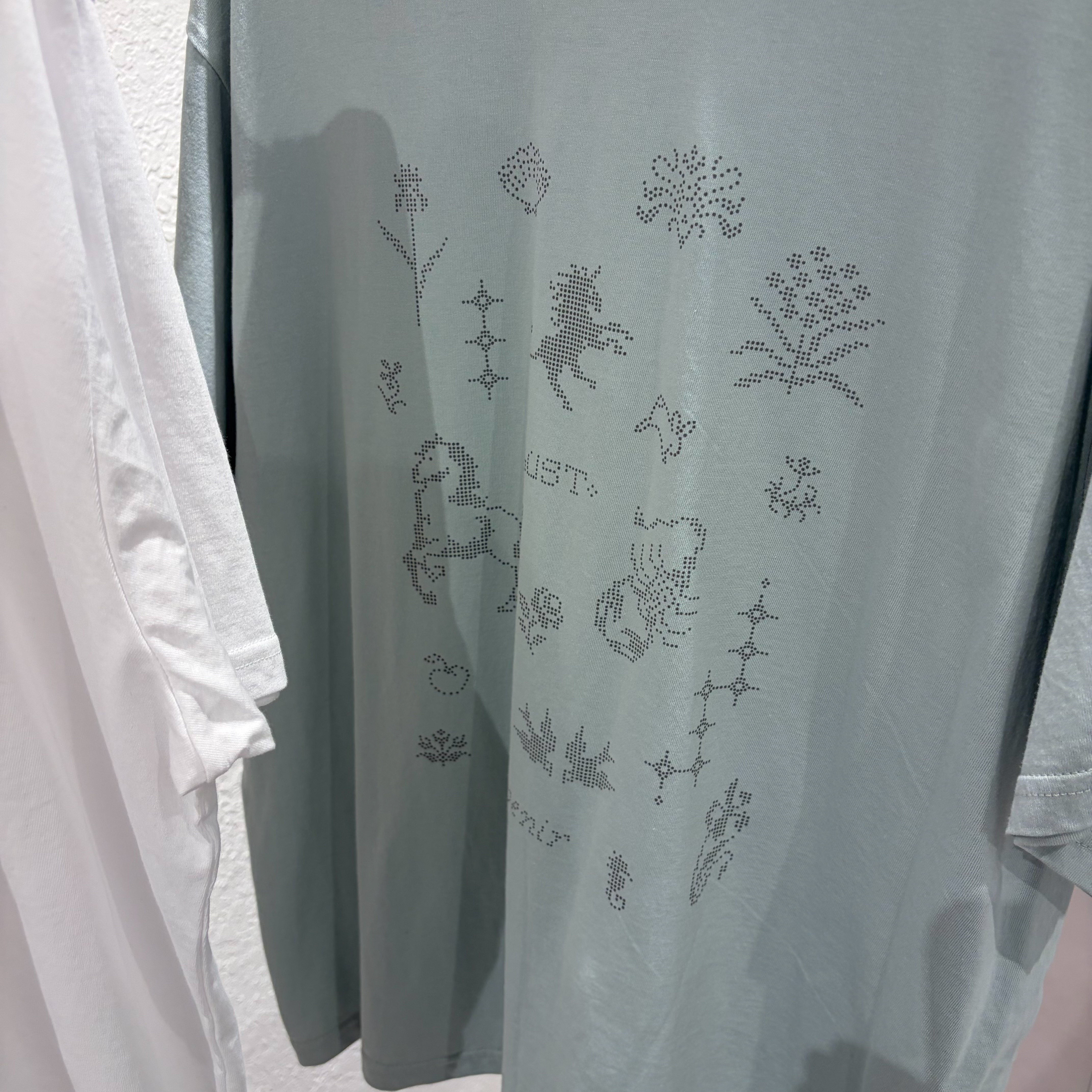 寬鬆馬賽克圖案T(白/綠)